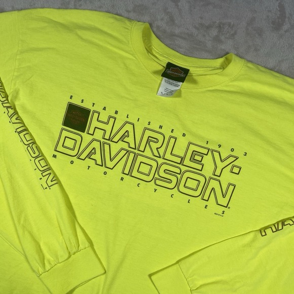 Harley Davidson Long Sleeve T-Shirt Men's XL Neon Grunge Worth Harley Davidson - Picture 1 of 8